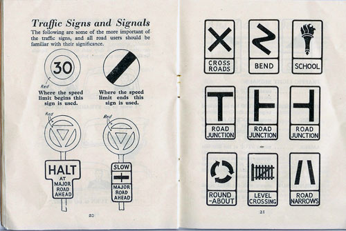 HIghway code signs from 1946
