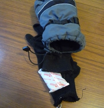 My 3 Gloves and self heating hot pad!